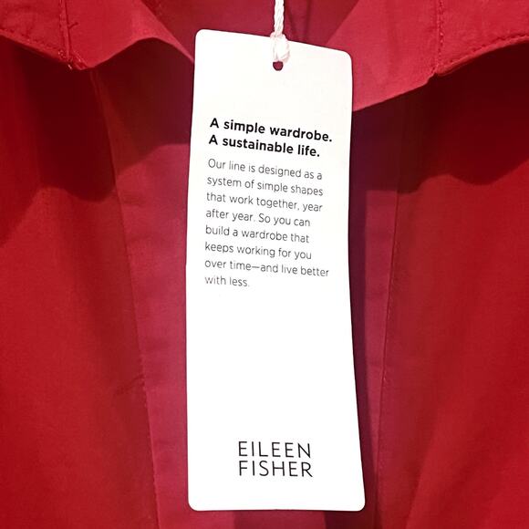 Eileen Fisher Dress Womens Petite Small Crimson Classic Collar Organic Cotton - Picture 11 of 14